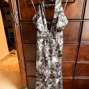 Ramy Brook Black and White Halter Gown